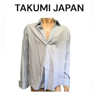 Takumi Japan Button Front Shirt Striped Long Sleeve Collared Blue Size XXL